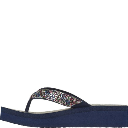 Navy-Multicoloured - Lifestyle - Skechers Womens-Ladies Cali Vinyasa - Wild Daisies Flip Flops