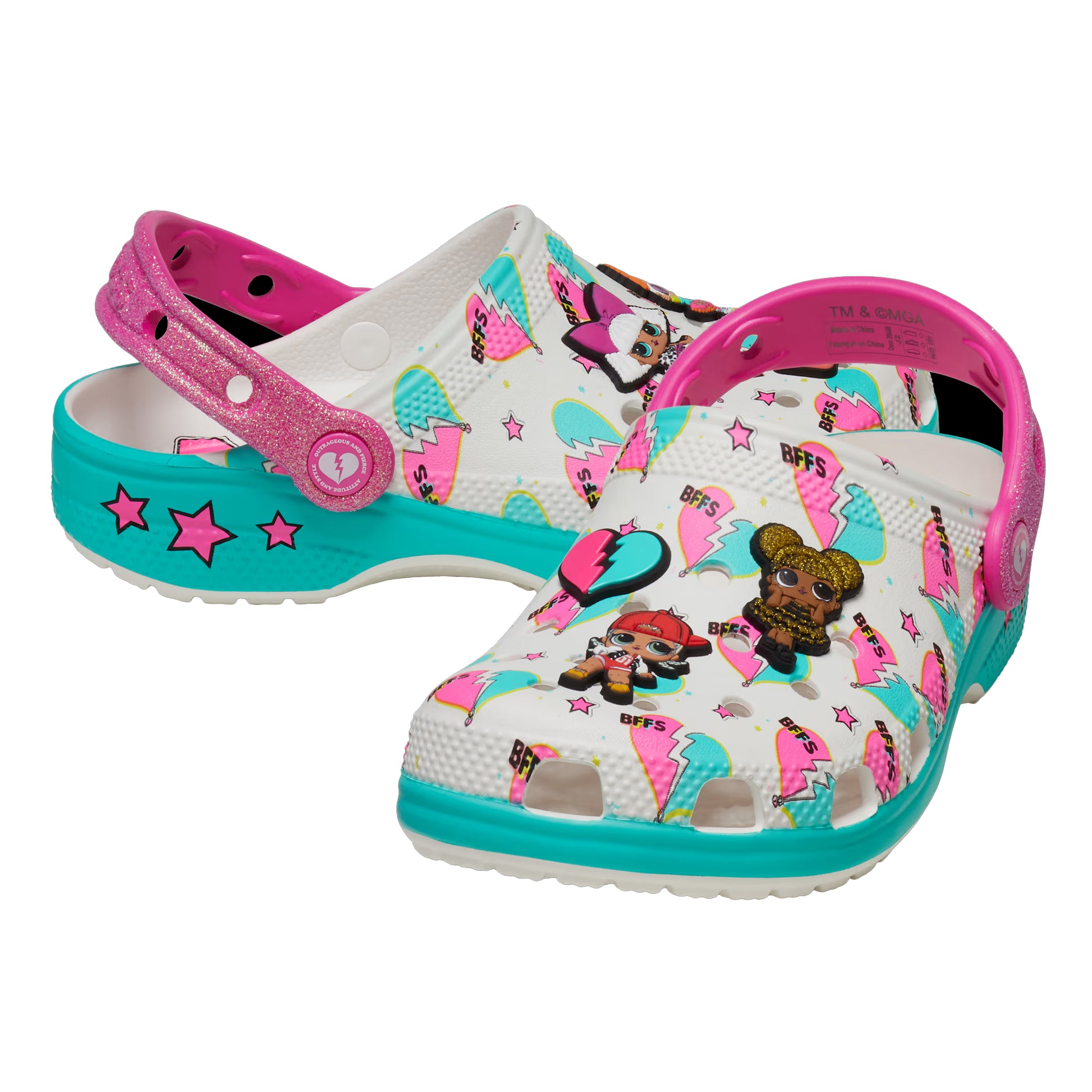 White-Multicoloured - Close up - Crocs Childrens-Kids BFF LOL Surprise Clogs
