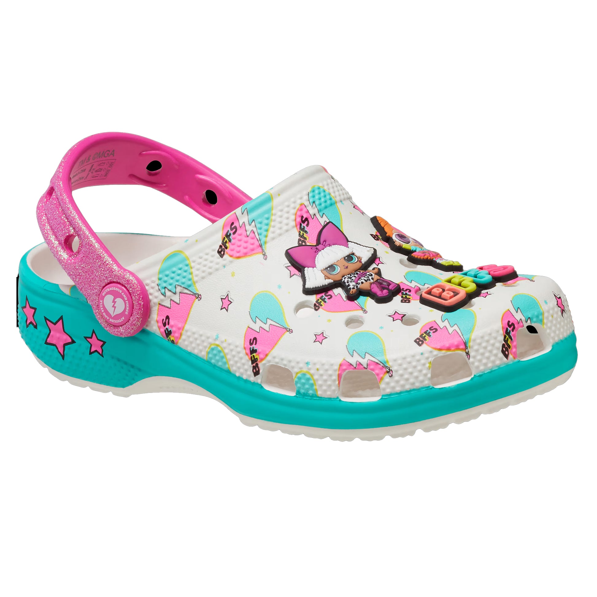White-Multicoloured - Front - Crocs Childrens-Kids BFF LOL Surprise Clogs
