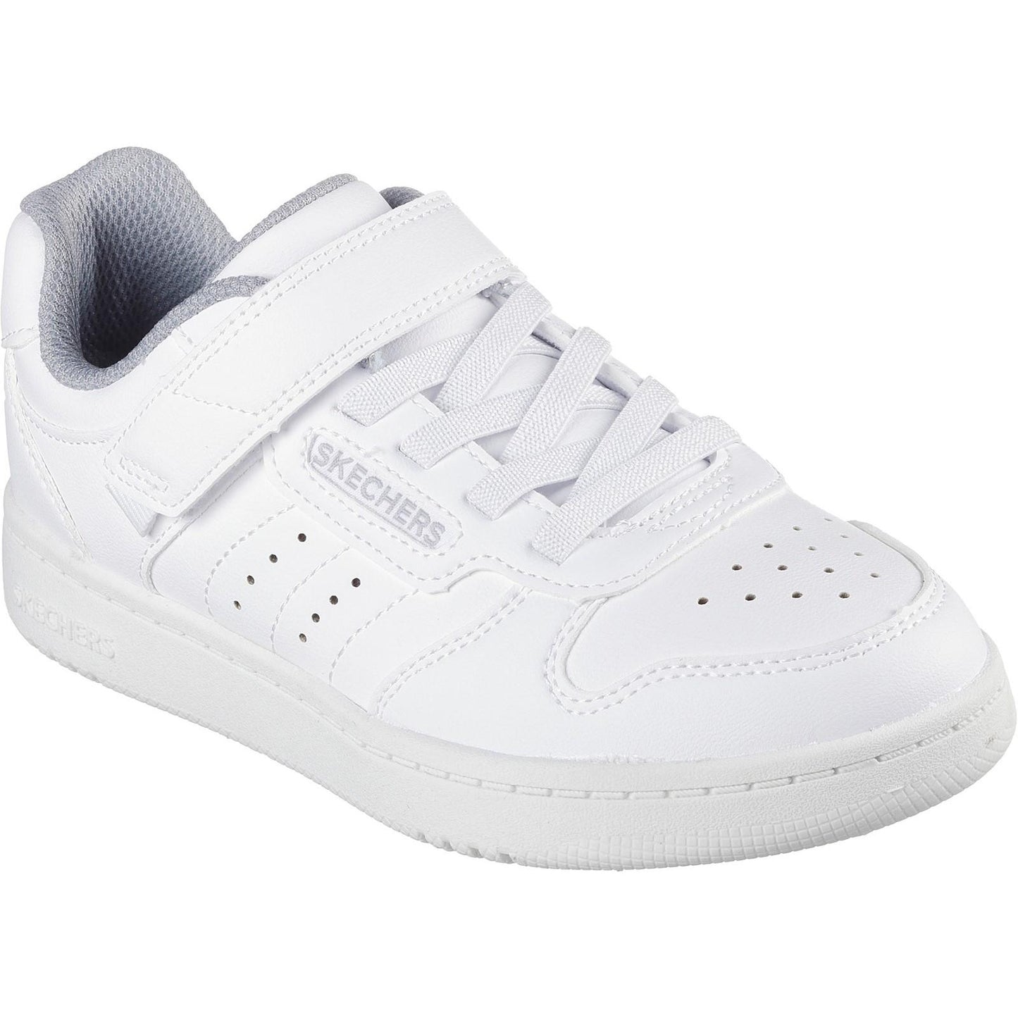 White - Front - Skechers Boys Quick Street - Vorton Trainers