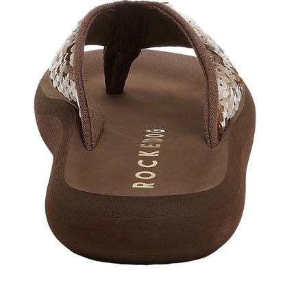 Brown - Back - Rocket Dog Womens-Ladies Spotlight Olney Sequin Flip Flops