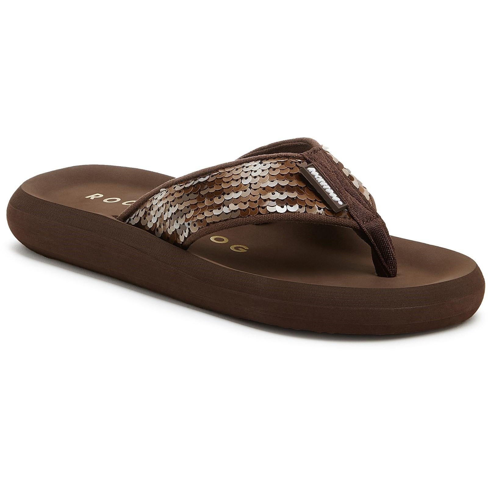 Brown - Front - Rocket Dog Womens-Ladies Spotlight Olney Sequin Flip Flops