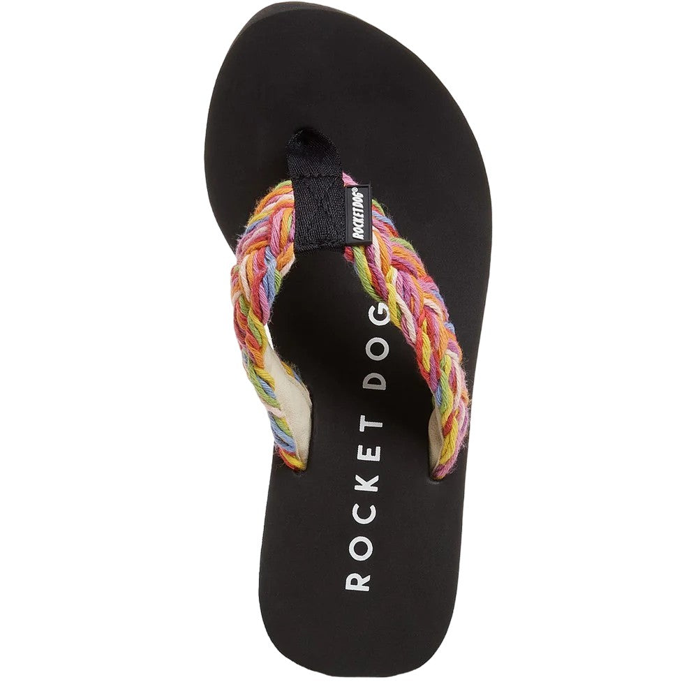 Rainbow - Side - Rocket Dog Womens-Ladies Braided Flip Flops