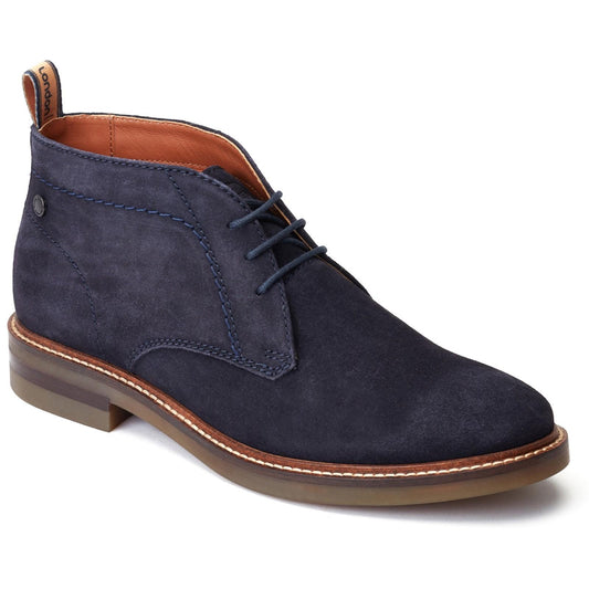 Navy - Front - Base London Mens Knebworth Leather Chukka Boots