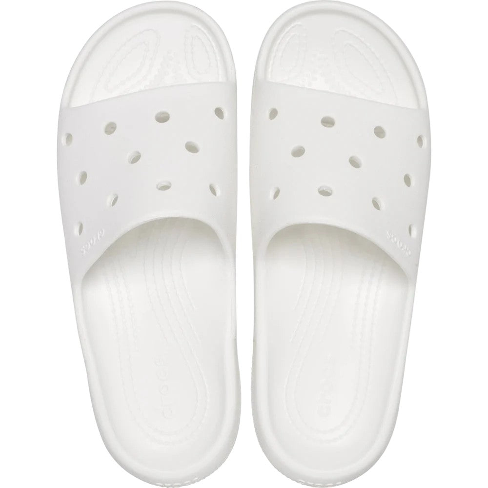 White - Side - Crocs Unisex Adult Classic Sliders