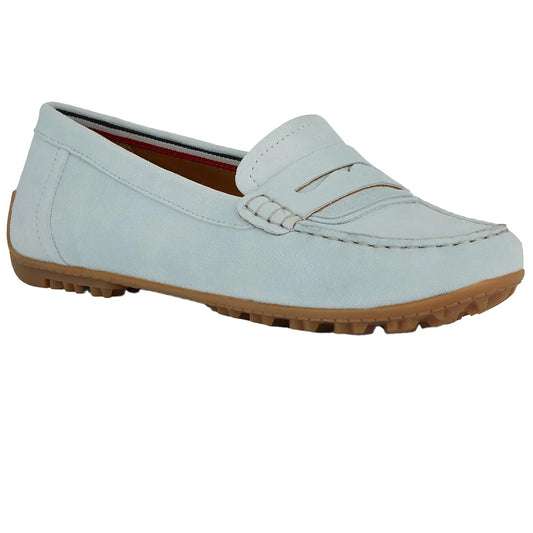 Light Blue - Front - Geox Womens-Ladies Kosmopolis Suede Moccasins