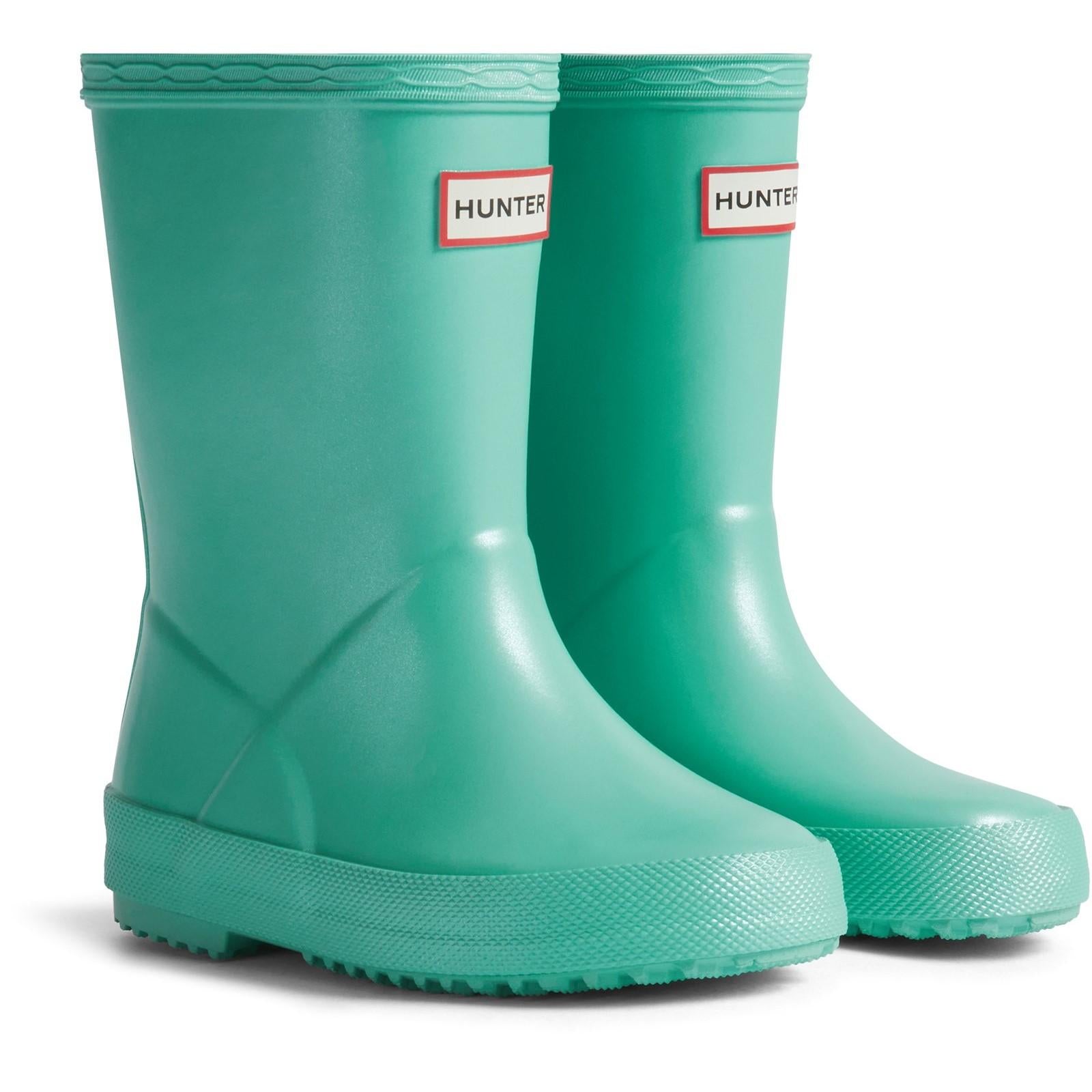 Pool Blue - Front - Hunter Childrens-Kids First Nebula Wellington Boots