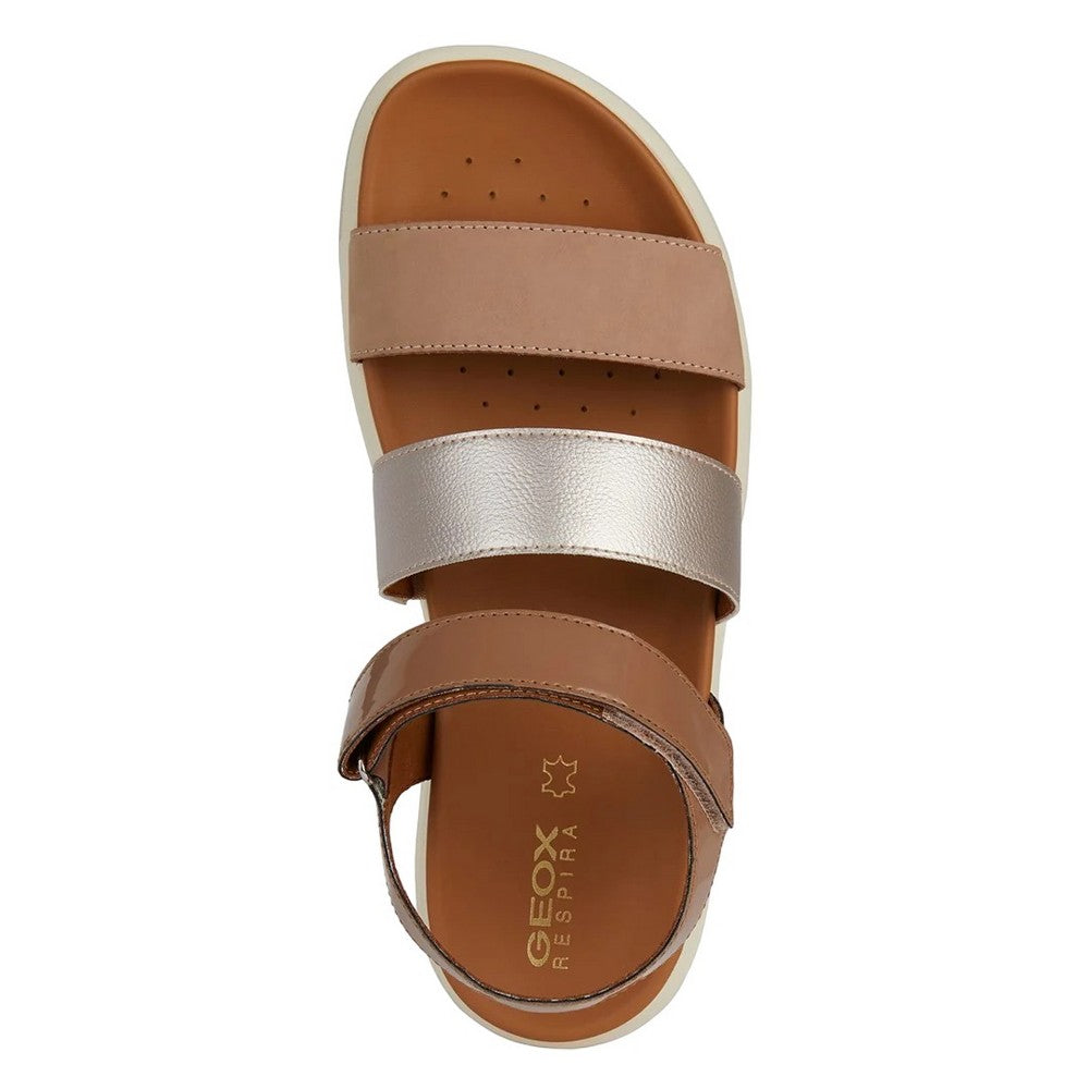 Nude - Side - Geox Womens-Ladies Xand 2.1s Patent Leather Sandals