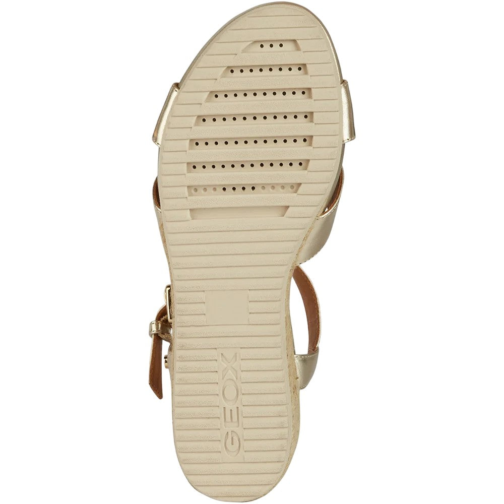 Light Gold - Side - Geox Womens-Ladies Ischia Corda Suede Sandals