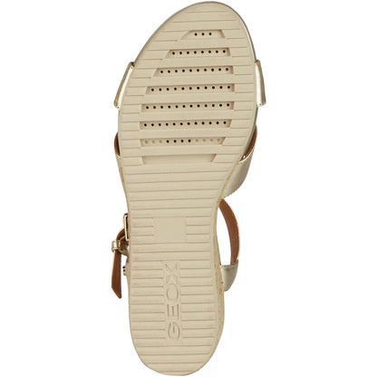 Light Gold - Side - Geox Womens-Ladies Ischia Corda Suede Sandals