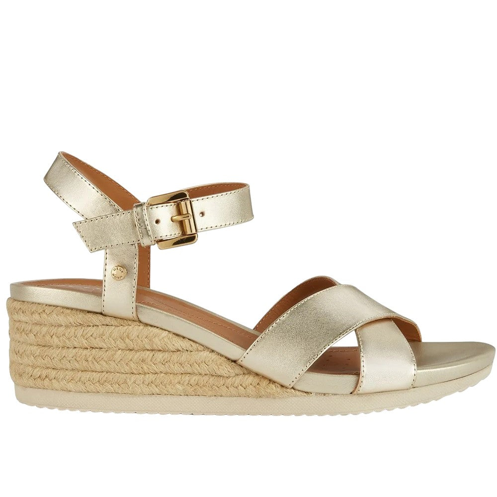 Light Gold - Lifestyle - Geox Womens-Ladies Ischia Corda Suede Sandals