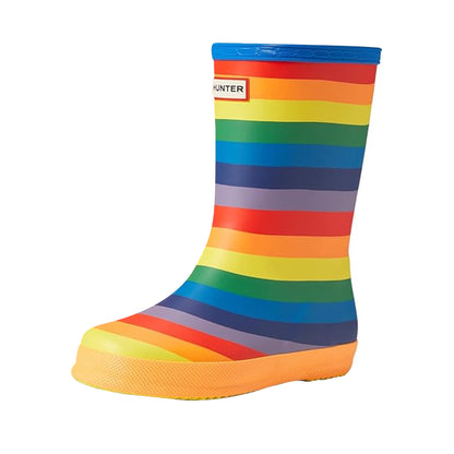 Multicoloured - Front - Hunter Childrens-Kids Original First Classic Rainbow Wellington Boots