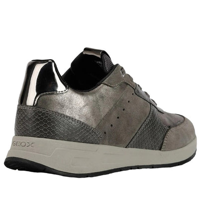 Dark Grey-Gunmetal Grey - Back - Geox Womens-Ladies Bulmya Leather Trainers