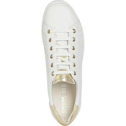 White-Gold - Side - Geox Womens-Ladies Jaysen Trainers