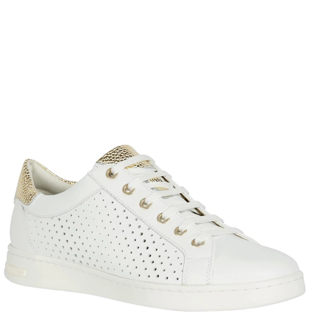 White-Gold - Front - Geox Womens-Ladies Jaysen Trainers
