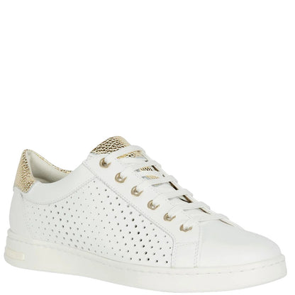 White-Gold - Front - Geox Womens-Ladies Jaysen Trainers