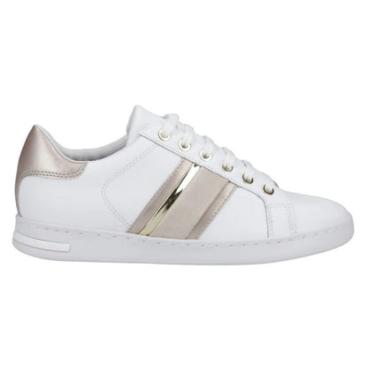 White-Gold - Side - Geox Womens-Ladies Jaysen Trainers