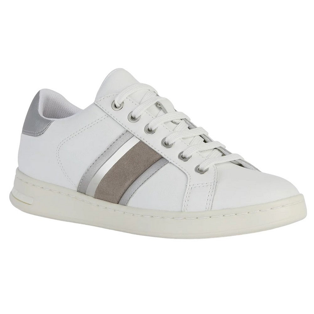 White-Silver - Front - Geox Womens-Ladies Jaysen Trainers