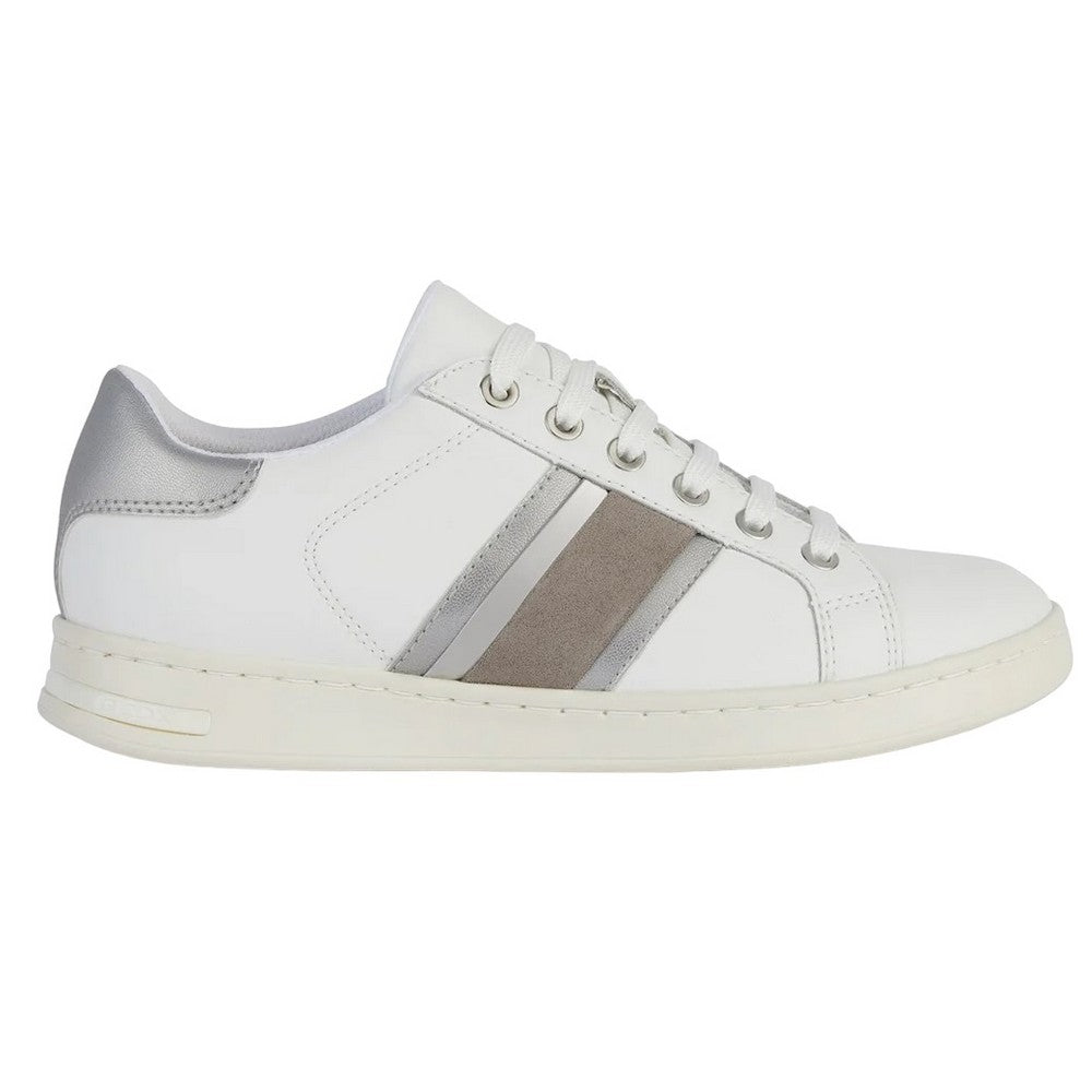 White-Silver - Side - Geox Womens-Ladies Jaysen Trainers