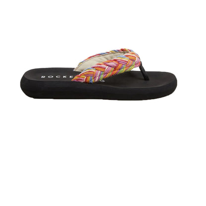 Rainbow-Black - Lifestyle - Rocket Dog Womens-Ladies Sunset Cord Braided Flip Flops