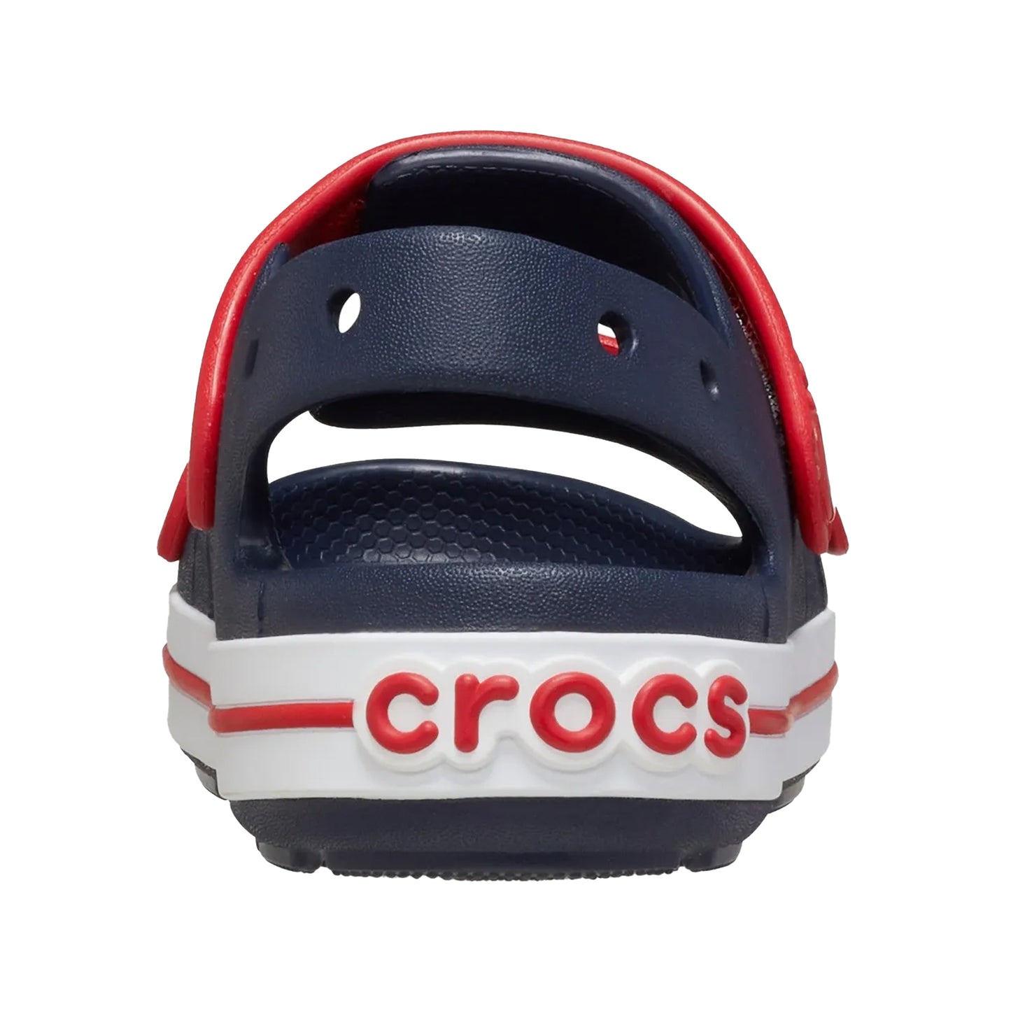 Navy-Varsity Red - Close up - Crocs Toddler Crocband Sandals