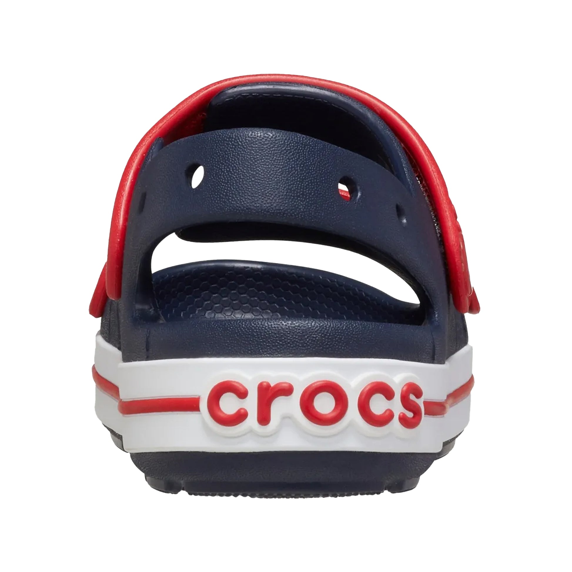 Navy-Varsity Red - Close up - Crocs Toddler Crocband Sandals