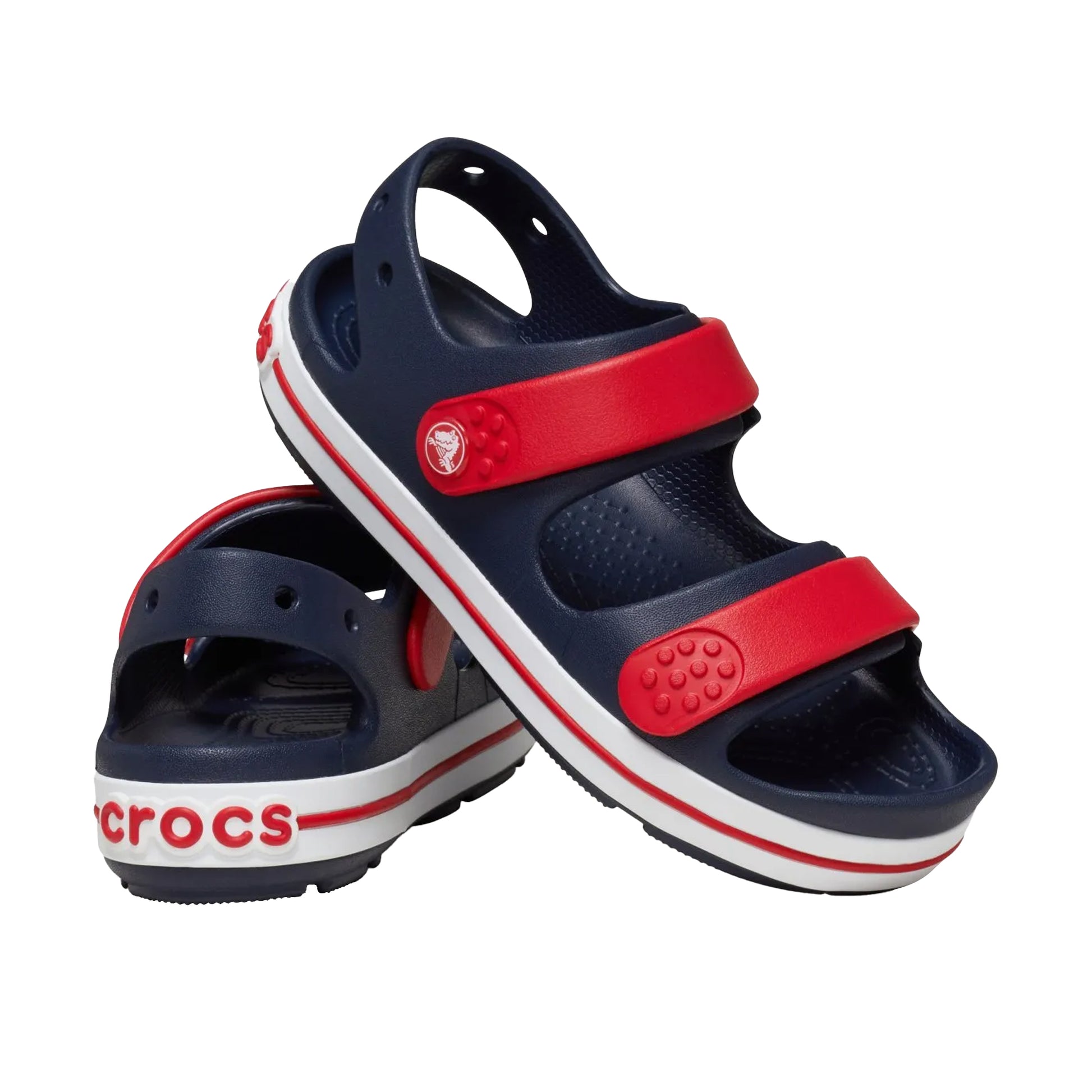 Navy-Varsity Red - Side - Crocs Toddler Crocband Sandals