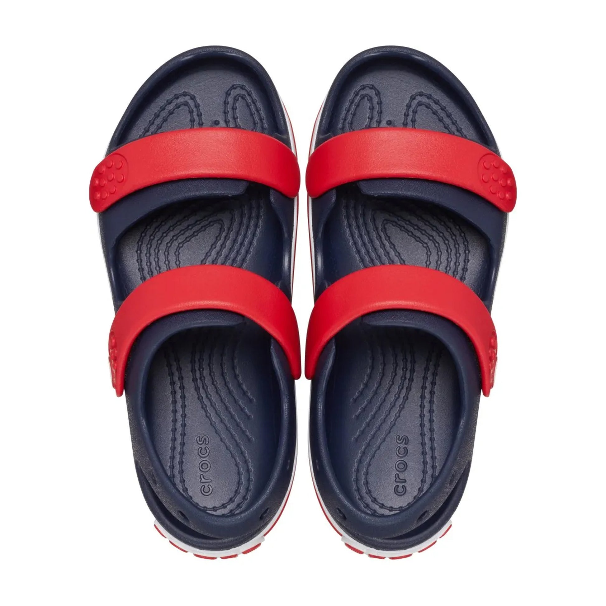 Navy-Varsity Red - Pack Shot - Crocs Childrens-Kids Crocband Play Sandals