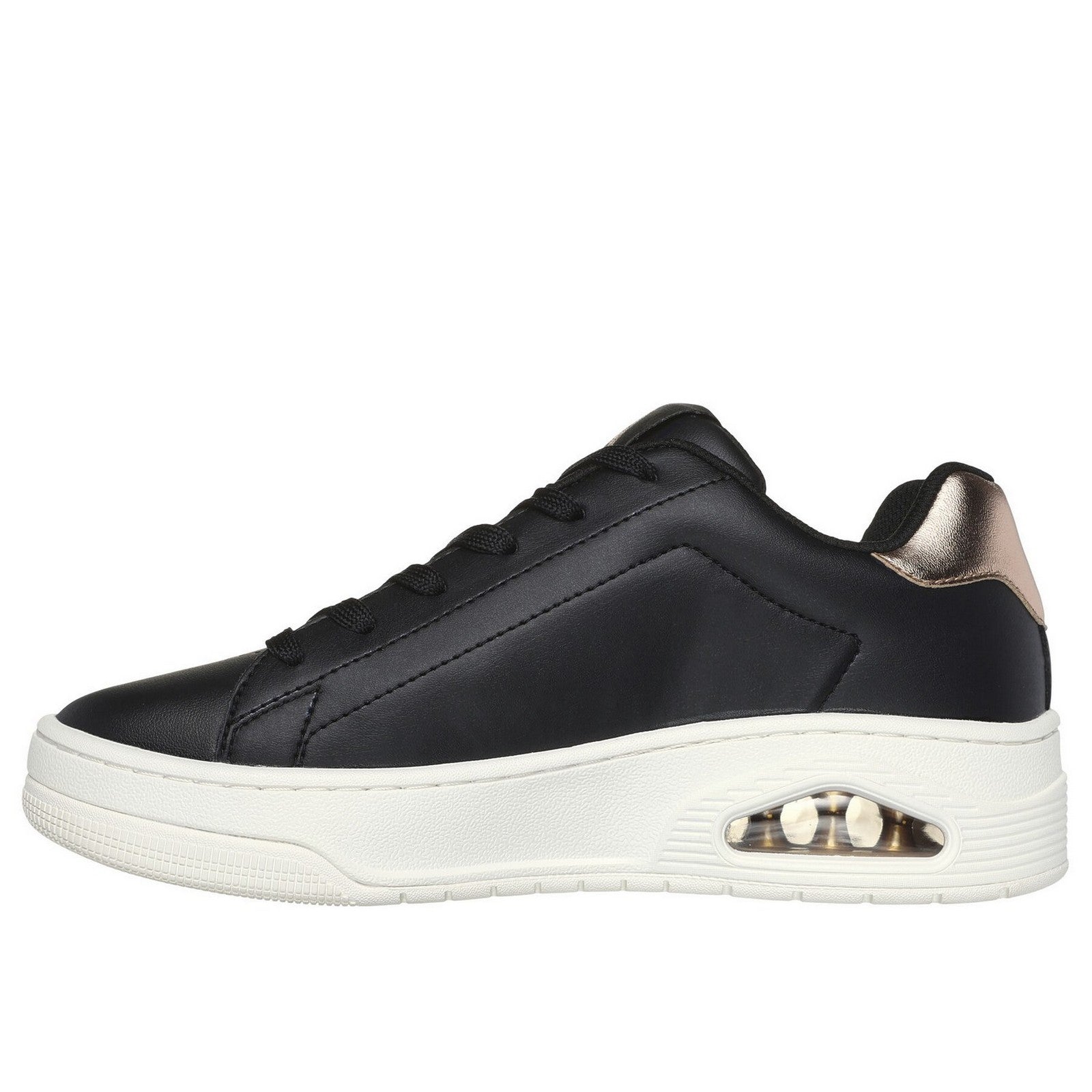 Black-White - Lifestyle - Skechers Womens-Ladies Uno Court Courted Air Trainers