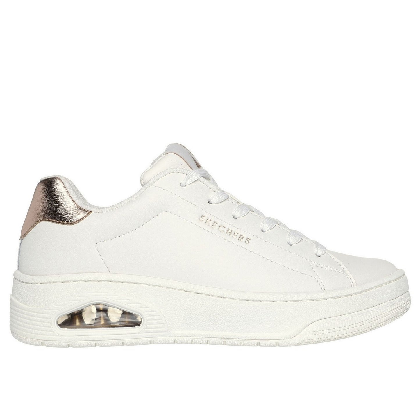 White - Side - Skechers Womens-Ladies Uno Court Courted Air Trainers