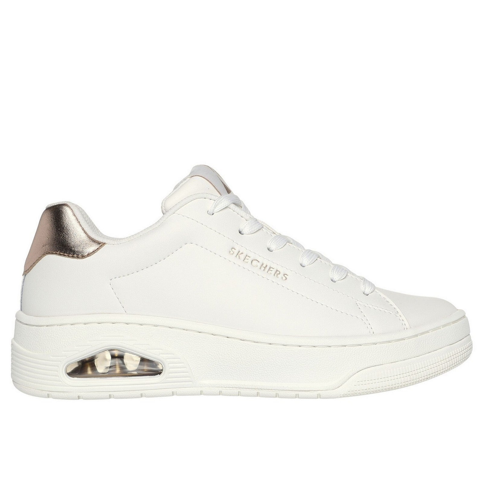 White - Side - Skechers Womens-Ladies Uno Court Courted Air Trainers