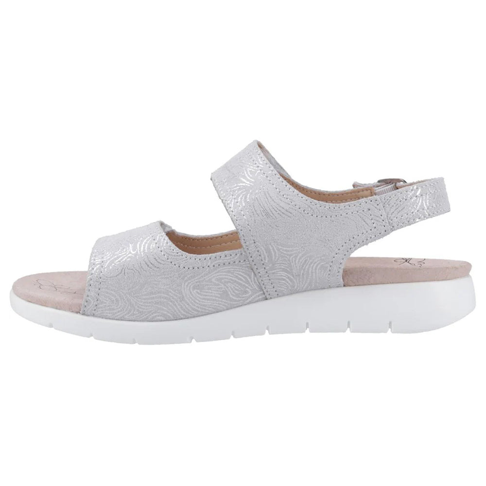 Silver - Pack Shot - Fleet & Foster Womens-Ladies Begonia Leather Sandals