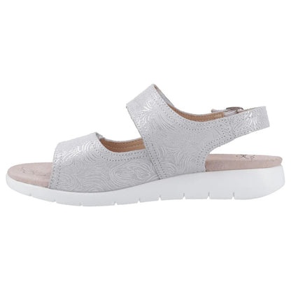 Silver - Pack Shot - Fleet & Foster Womens-Ladies Begonia Leather Sandals