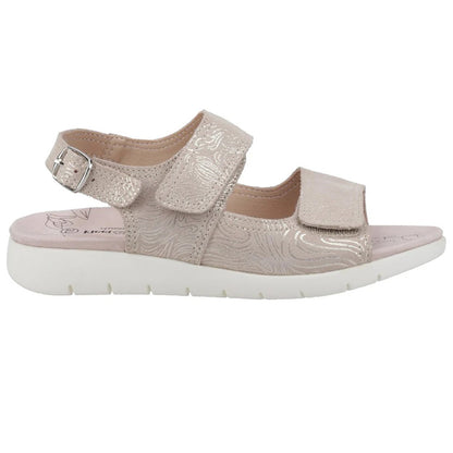 Taupe - Side - Fleet & Foster Womens-Ladies Begonia Leather Sandals