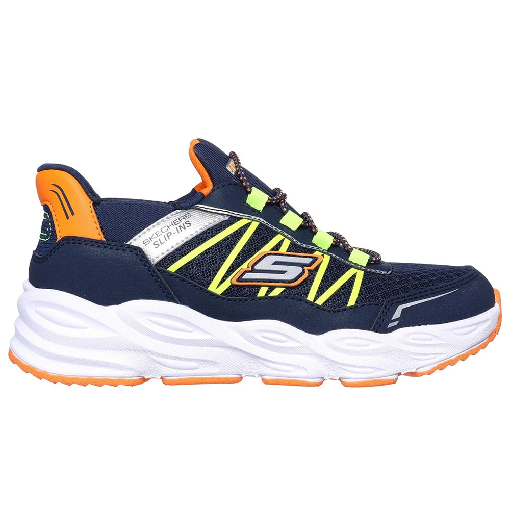 Navy-Orange - Side - Skechers Boys Turbo Tread Trainers
