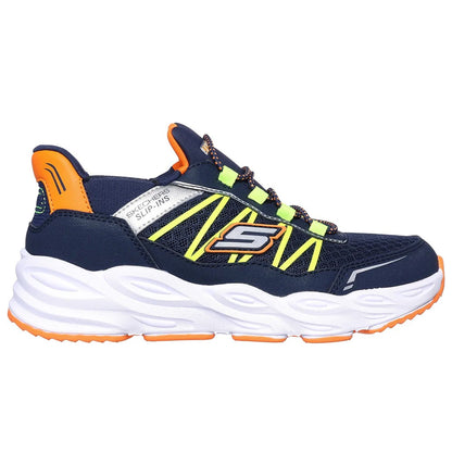 Navy-Orange - Side - Skechers Boys Turbo Tread Trainers