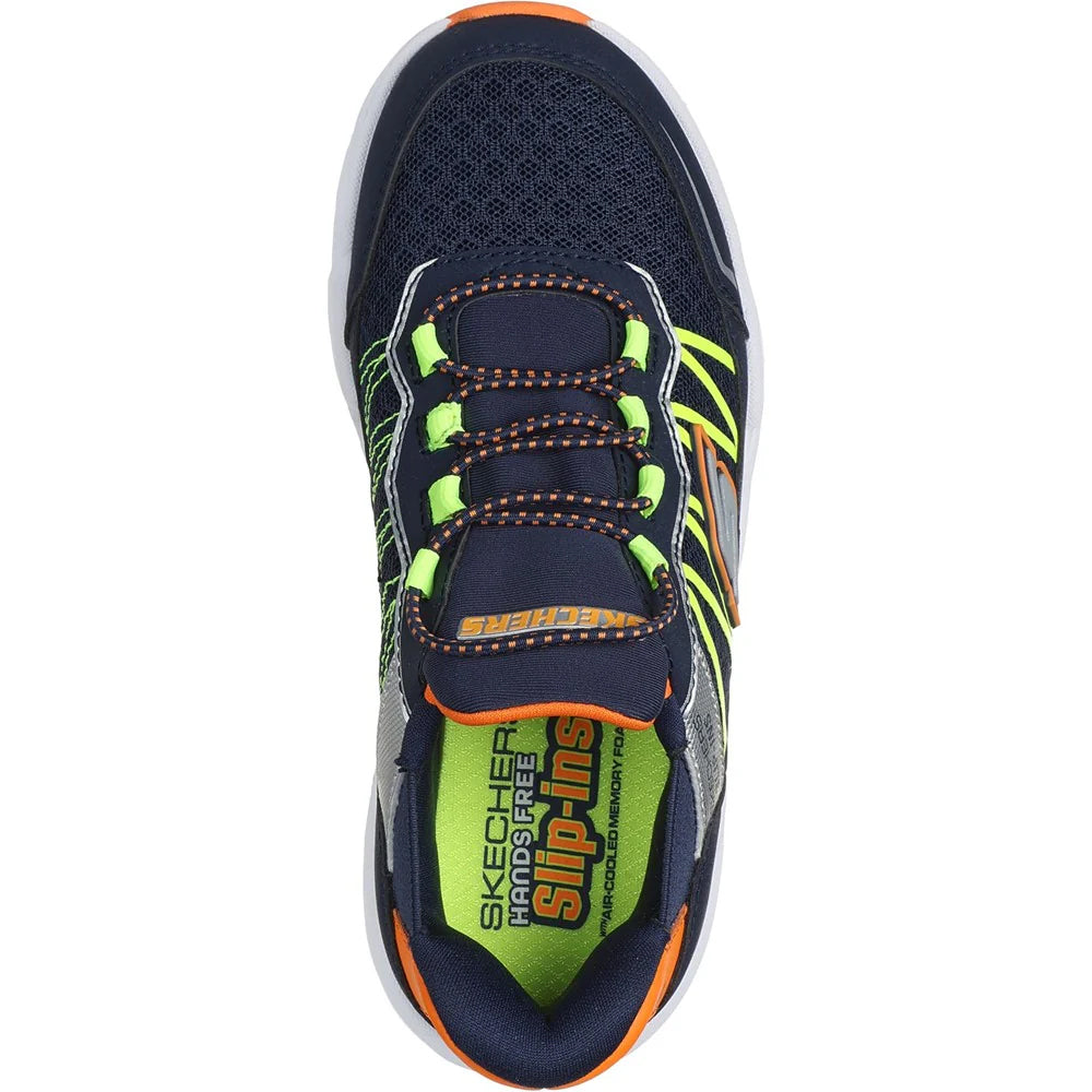 Navy-Orange - Pack Shot - Skechers Boys Turbo Tread Trainers