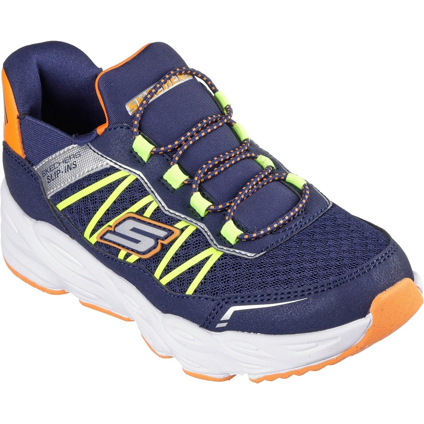 Navy-Orange - Front - Skechers Boys Turbo Tread Trainers
