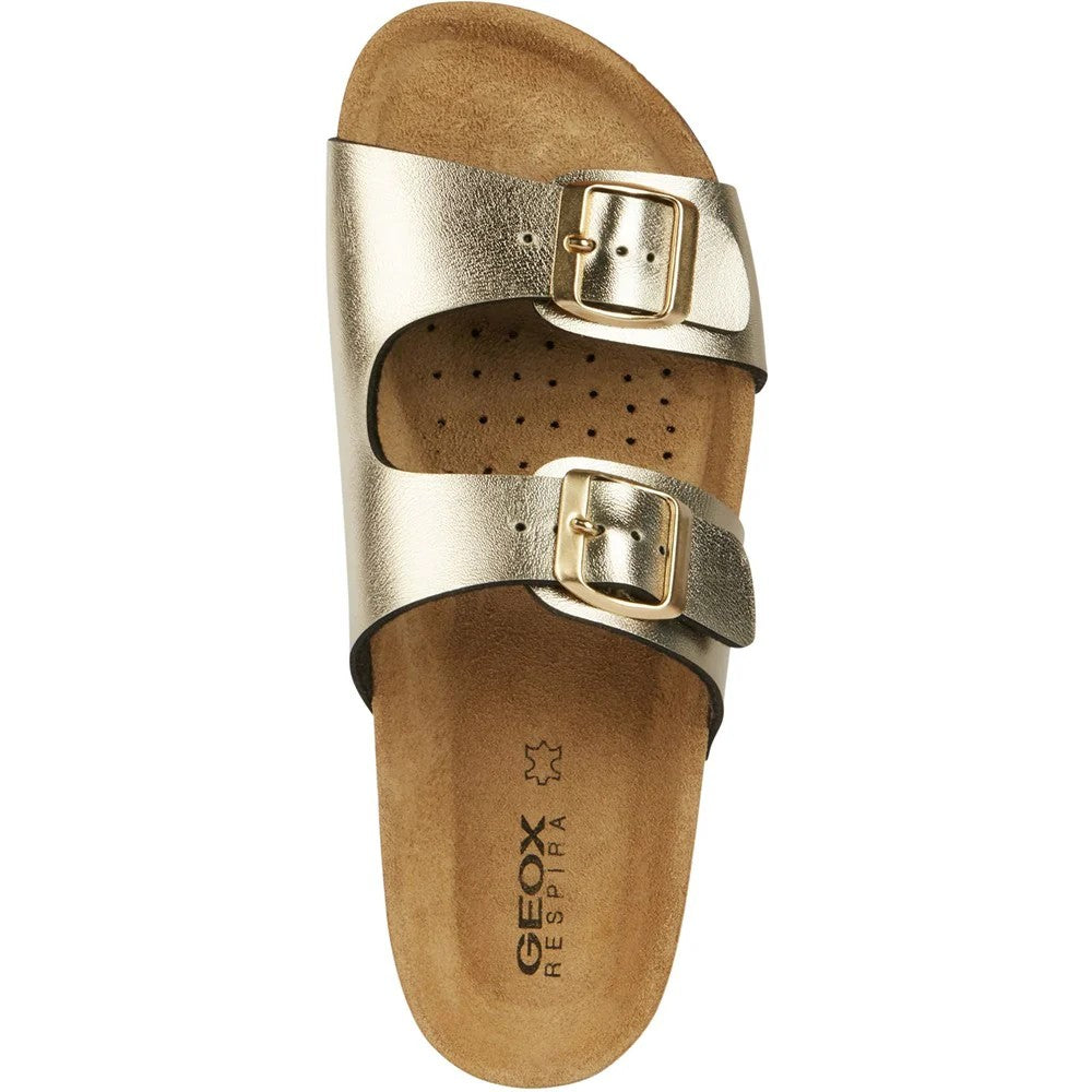Light Gold - Pack Shot - Geox Womens-Ladies Brionia Nubuck Sandals