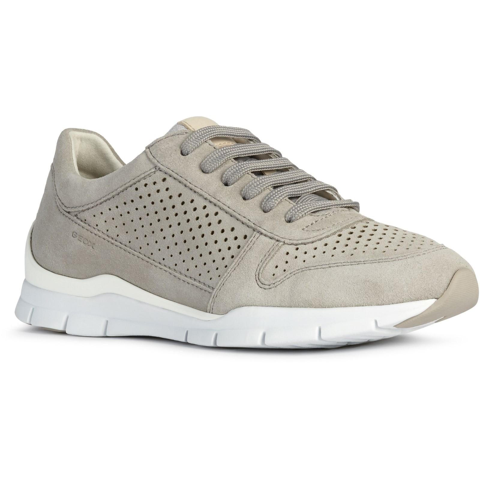 Light Grey - Front - Geox Womens-Ladies Sukie Suede Trainers