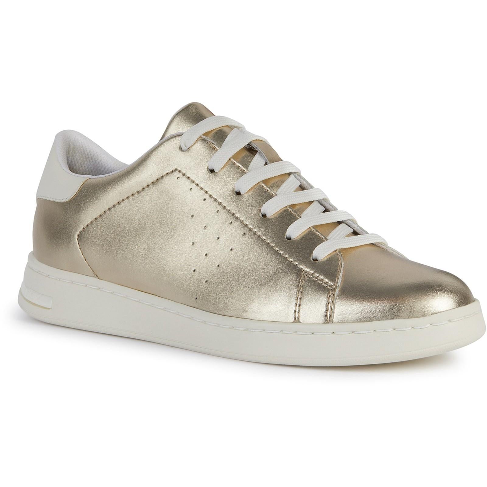 Light Gold-Optic White - Front - Geox Womens-Ladies Jaysen Trainers