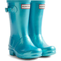 Pool Blue - Front - Hunter Childrens-Kids Original Pearlised Wellington Boots