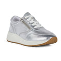 Silver - Front - Geox Womens-Ladies D Cristael E Leather Trainers