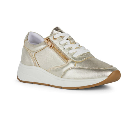 Light Gold - Front - Geox Womens-Ladies Cristael Leather Trainers