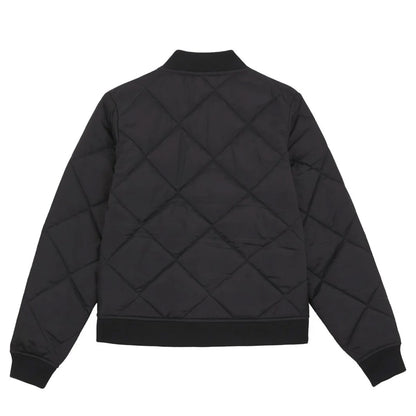 Black - Back - Dickies Womens-Ladies Quilted Bomber Jacket