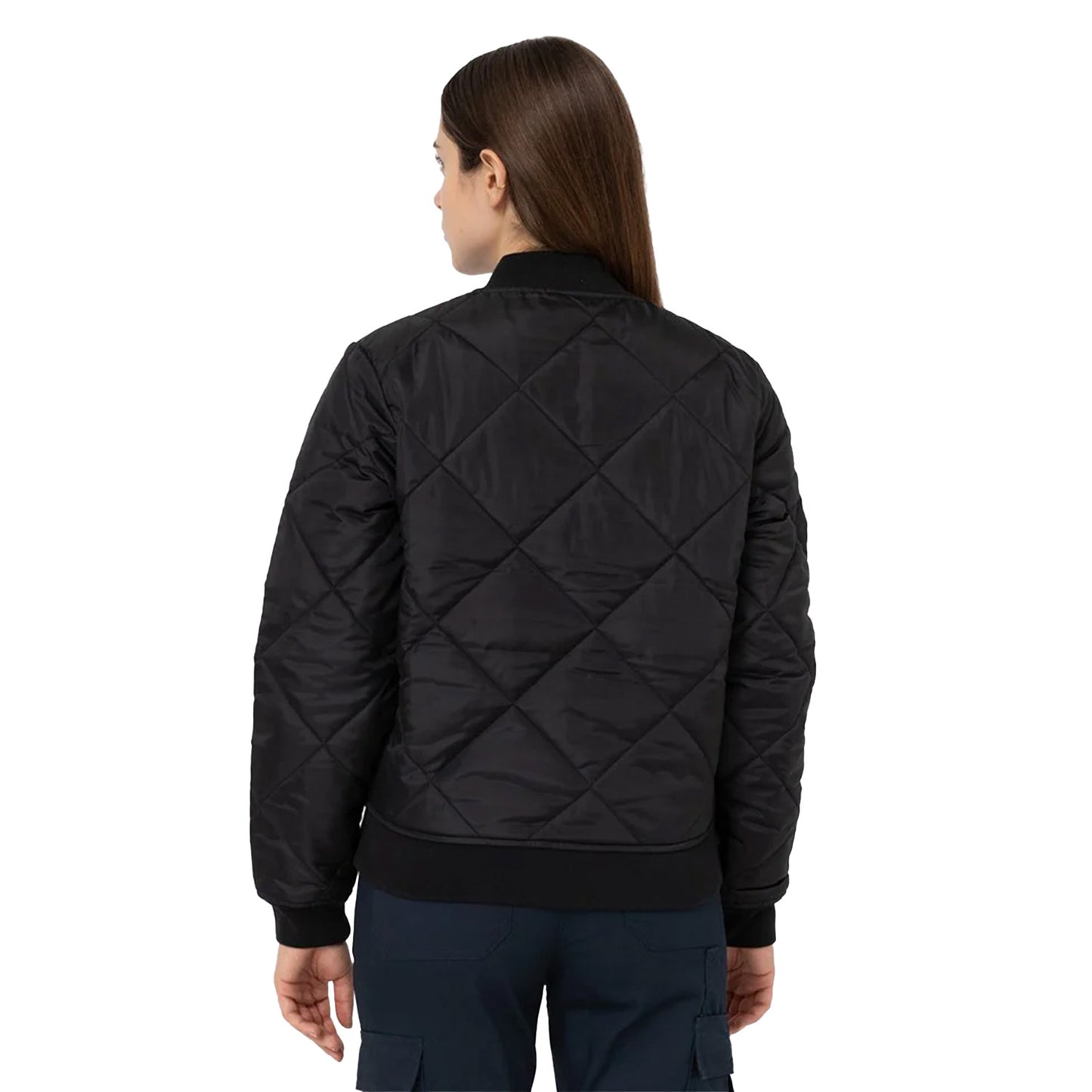 Black - Lifestyle - Dickies Womens-Ladies Quilted Bomber Jacket