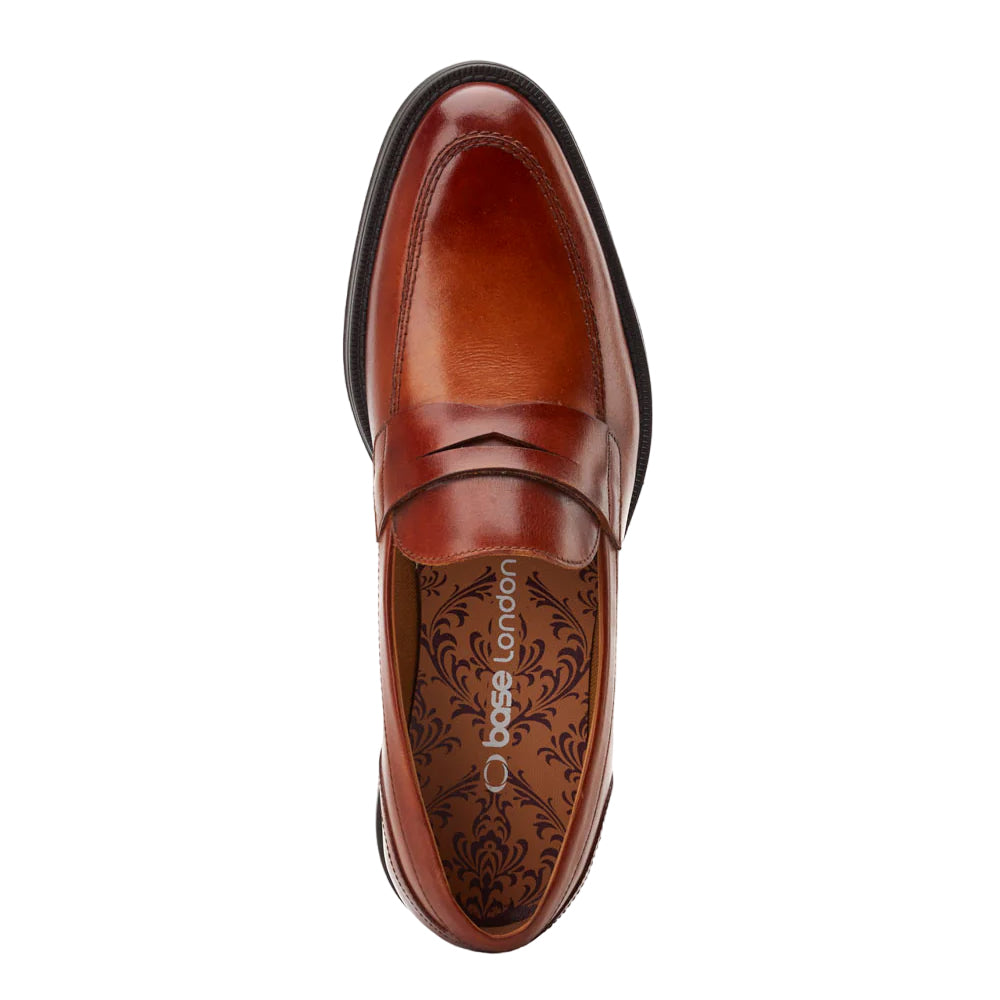 Burnt Tan - Close up - Base London Mens Kennedy Leather Loafers