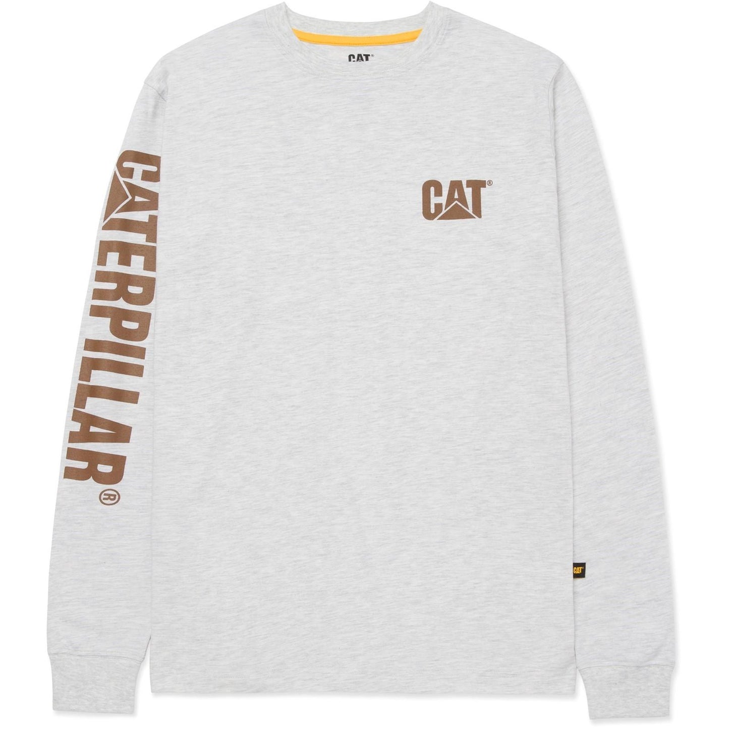 Cream Heather - Front - Caterpillar Mens Trademark Banner Long-Sleeved T-Shirt