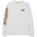 Cream Heather - Front - Caterpillar Mens Trademark Banner Long-Sleeved T-Shirt