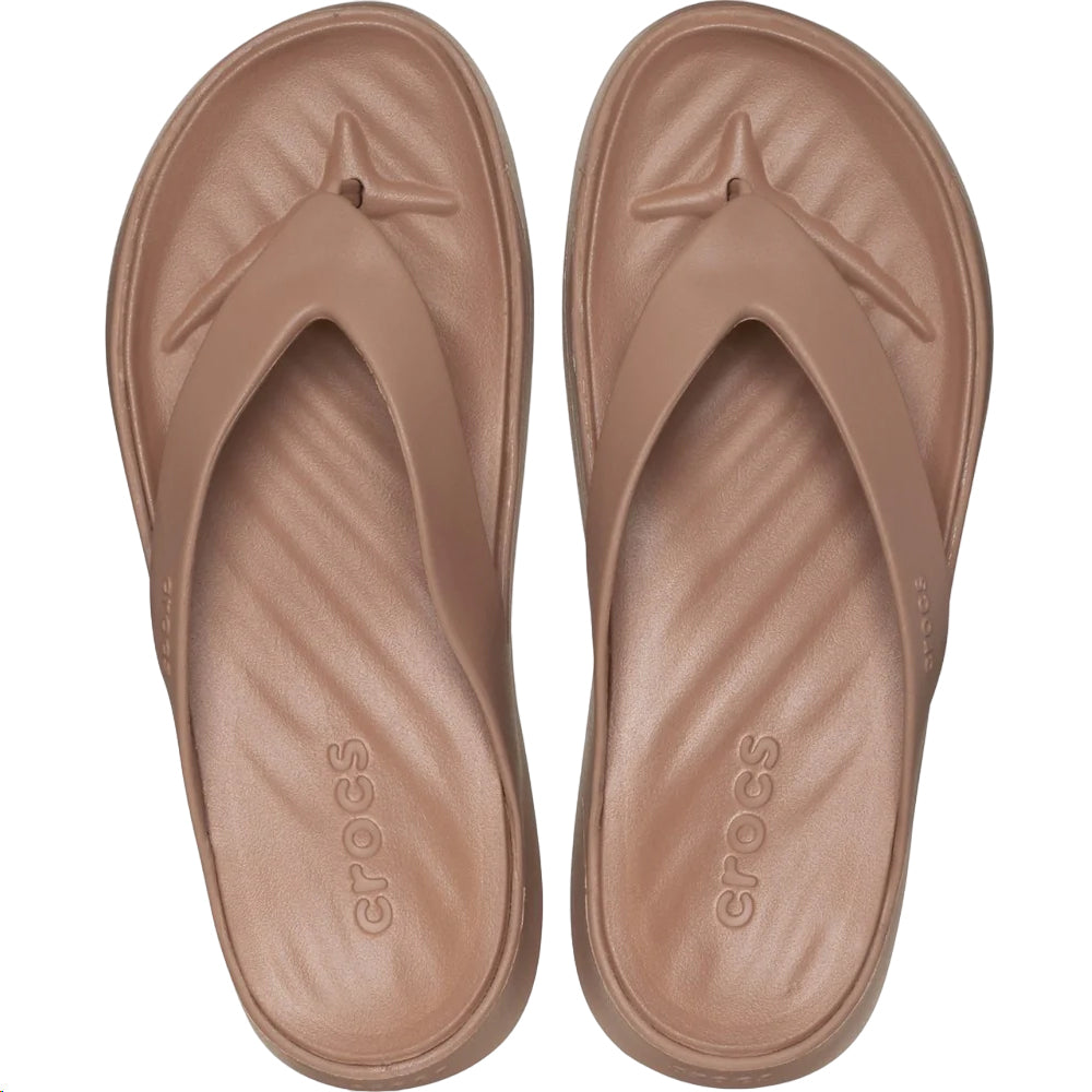 Latte - Side - Crocs Womens-Ladies Getaway Flip Flops